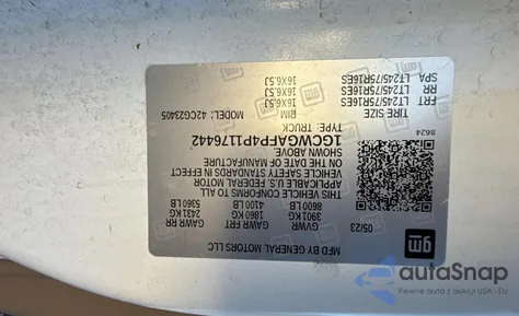 2023 Chevrolet Express G2500 из США, поврежденный, VIN 1GCWGAFP4P1176442